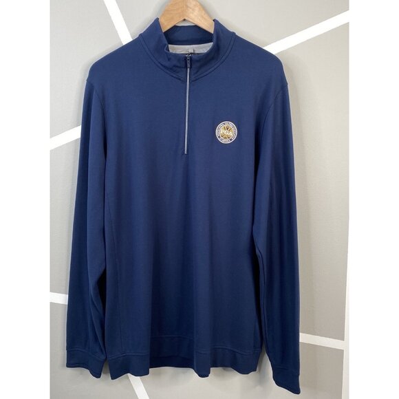 Adidas Adipure Modern Tech PGA Logo Players Navy Blue Mens Large Golf 1/4 Zip - Picture 1 of 16